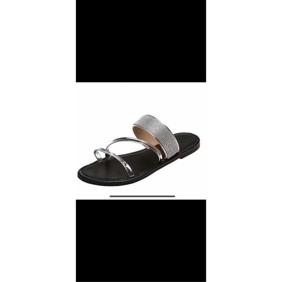 Silver, rhinestone sandals , very comfortable for flats,  Several sizes 8,8.5 an - Picture 7 of 9